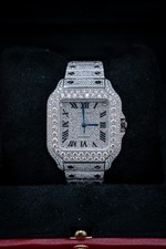 Custom Fully Iced-Out Cartier Santos Skeleton Watch (Aftermarket Diamond/CZ Set) — listing 2