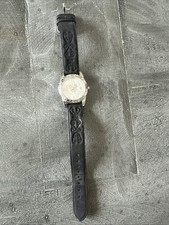 Vintage Disney Mickey Mouse Quartz Watch with Moving Hands, Gold-Tone Case, Brown Leather Croc-Embossed Strap — listing 6