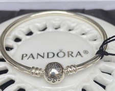 Pandora Sterling Silver Bangle Bracelet with Two Charms, listing 2