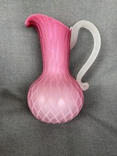 Victorian Cranberry Glass Ruffled-Rim Water Pitcher with Hand-Painted Enamel Floral Decoration — listing 4