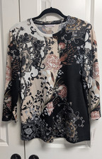 Allison Daley Women's Black & White Floral Print Button-Front Blouse, Size L — listing 6