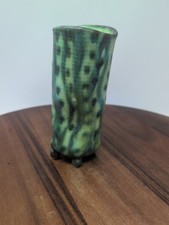 Studio Art Pottery Rectangular Slab-Built Vase with Abstract Textured Design — listing 4