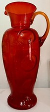 Hand-Blown Amber/Orange Art Glass Vase with Ribbed Optic Body — listing 3