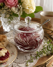 Cut Crystal Covered Preserve / Jam Jar with Faceted Ball Finial Yes - Waterford — listing 5