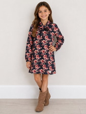 Makena Lane Girls' Apple Print Pinafore Dress with Eyelet Lace Trim, Size 3 — listing 3