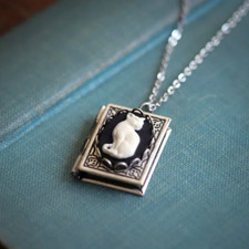 Vintage Book-Shaped Locket Pendant Necklace "This Is Your Life" Engraved — listing 3