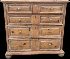 Vintage Colonial Style Solid Pine Long Dresser with Brass Batwing Hardware — listing 3