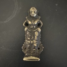 Set of 7 Indian Cast Brass Deity Face Amulet Pendants (Veeragase / Folk Ritual Heads) — listing 3