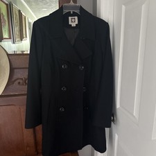 Anne Klein Charcoal Wool Blend Double-Breasted Long Coat, Size 6 — listing 3