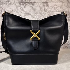 Anne Klein Vintage Brown Leather Slouchy Shoulder Bag with Lion Medallion — listing 4