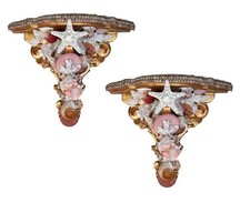 Vintage Italian Giltwood Wall Sconce Shelf / Candle Bracket