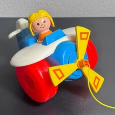Vintage Fisher Price Little People Airplane Pull Toy #171 with Pilot