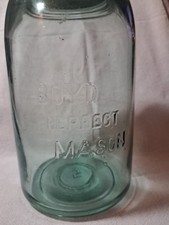 Antique Genuine Boyd's Mason Aqua Glass Fruit Jar with Atlas Zinc Lid — listing 5