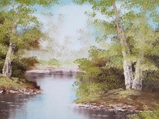 Ernest Neuhold Original Oil Painting Forest Landscape, 25 x 34 inches, Ornate Gilt Frame — listing 4