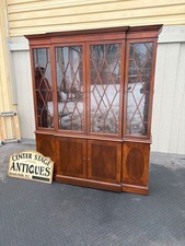 Antique Mahogany Two-Door China Cabinet / Bookcase with Fretwork Glazed Doors and Ball-and-Claw Feet, circa 1920s-1940s — listing 2