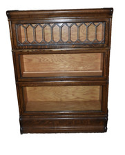 Antique Mission Oak 4-Stack Barrister Bookcase with Leaded Glass Mullion Doors — listing 6