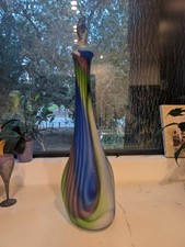 Hand-Blown Art Glass Sommerso Vase, Cobalt Blue with Controlled Bubbles, Signed & Dated 2000 — listing 5