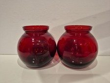 Vintage Royal Ruby Red Glass Ball Pitcher with Applied Handle and Ribbed Neck