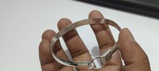 Silver Hook and Eye Bangle Bracelet with Wire-Wrapped Detail — listing 5