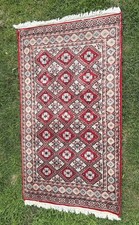 Bokhara Tekke Gul Wool Area Rug, Cream Field with Turkoman Elephant-Foot Medallions — listing 2