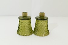 Vintage Green Glass Square Hobnail Beaded Votive Candle Holder / Toothpick Holder — listing 5