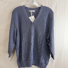 Grace Karin Women's Blue Waffle-Knit Collared Button Cardigan Sweater, Size XL — listing 4