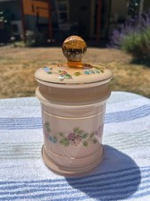 Vintage Pressed Glass Apothecary Jar with Ground Glass Lid, Pedestal Base — listing 6
