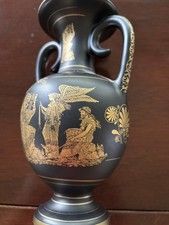 Mixed Lot of Four Decorative Vases and Pitchers Including Greek Amphora and Copper Repoussé Vase — listing 6
