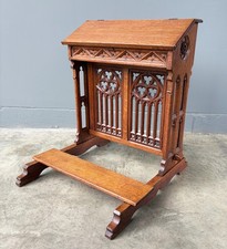 Pair of Antique French Prie-Dieu Prayer Chairs with Rush Seats — listing 2