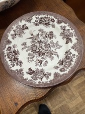 Vintage Brown Transferware Floral Dinner Plate, English Style Ironstone — listing 2