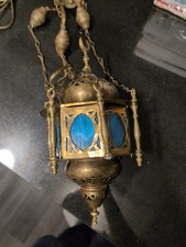 Pair of Moroccan Pierced Brass Floor Lamps / Torchère Lamp Bases with Bulbous Body and Spire Finial — listing 6