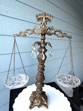 Vintage Brass 8-Arm Crystal Chandelier with Prism Drops — listing 6