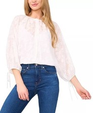 CeCe Short Puff-Sleeve Sweater Top, Bright Cherry, Size L — listing 3