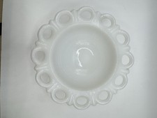 Pair of Vintage Milk Glass Reticulated Lace-Edge Plates with Hand-Painted Songbirds (Scarlet Tanager & Goldfinch) — listing 3