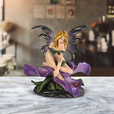 Resin Flower Fairy Figurine with Wire-and-Bead Butterfly Wings — listing 4