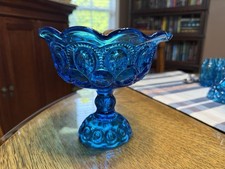 L.E. Smith Amberina Moon and Stars Small Footed Compote / Candy Dish (Heritage line, ~4.5") — listing 2