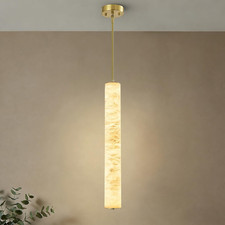 Contemporary Alabaster Panel Pendant Light with Brass Canopy — listing 6