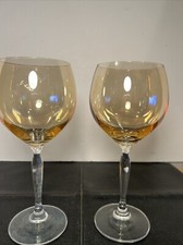 Pier 1 Imports Iridescent Amber Wine Glasses with Gold Disc Stems, Set of 4 — listing 5