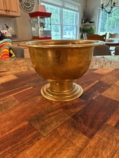 Vintage Brass Pedestal Compote / Bon-Bon Dish with Scroll Handles on Stepped Square Base — listing 4