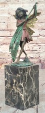 Art Nouveau Style Bronzed Figural Sculpture of a Maiden Arranging Her Hair, on Circular Base with Tree Trunk Support, approx 24" tall — listing 3