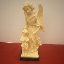 Resin Guardian Angel Figurine with Baby in Basket, Teddy Bear, and Puppy — listing 2