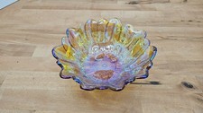 Vintage Marigold Carnival Glass Sunflower Pattern Ruffled Bowl 6" — listing 3