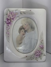 Vintage 1983 Terragrafics Hand-Crafted Ceramic Triple Opening Photo Frame with Floral Decoration — listing 4
