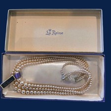 Vintage Graduated Faux Pearl Necklace with Brocade Storage Pouch — listing 4