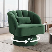 Modern Upholstered Round Barrel Accent Chair, Taupe Linen-Blend Set of 4 — listing 5