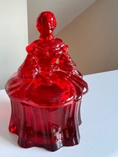 Ruby Red Cadmium Glass Colonial Lady / Sunbonnet Girl Figurine, 4.5 inches — listing 3