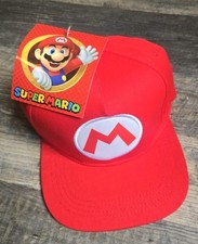 Super Mario Embroidered Youth Baseball Cap - Blue/Red Snapback