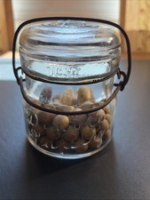 Vintage Kivlan Wide Mouth Glass Fruit Jar with Wire Bail and Glass Lid