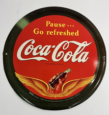 Coca-Cola "Be Refreshed" Embossed Tin Sign with Pin-Up Girl and Bottle