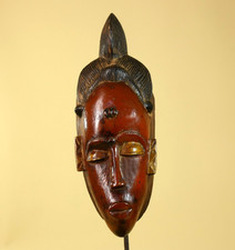 Large African-Style Hand-Carved Wooden Wall Mask with Painted Tribal Motifs — listing 2